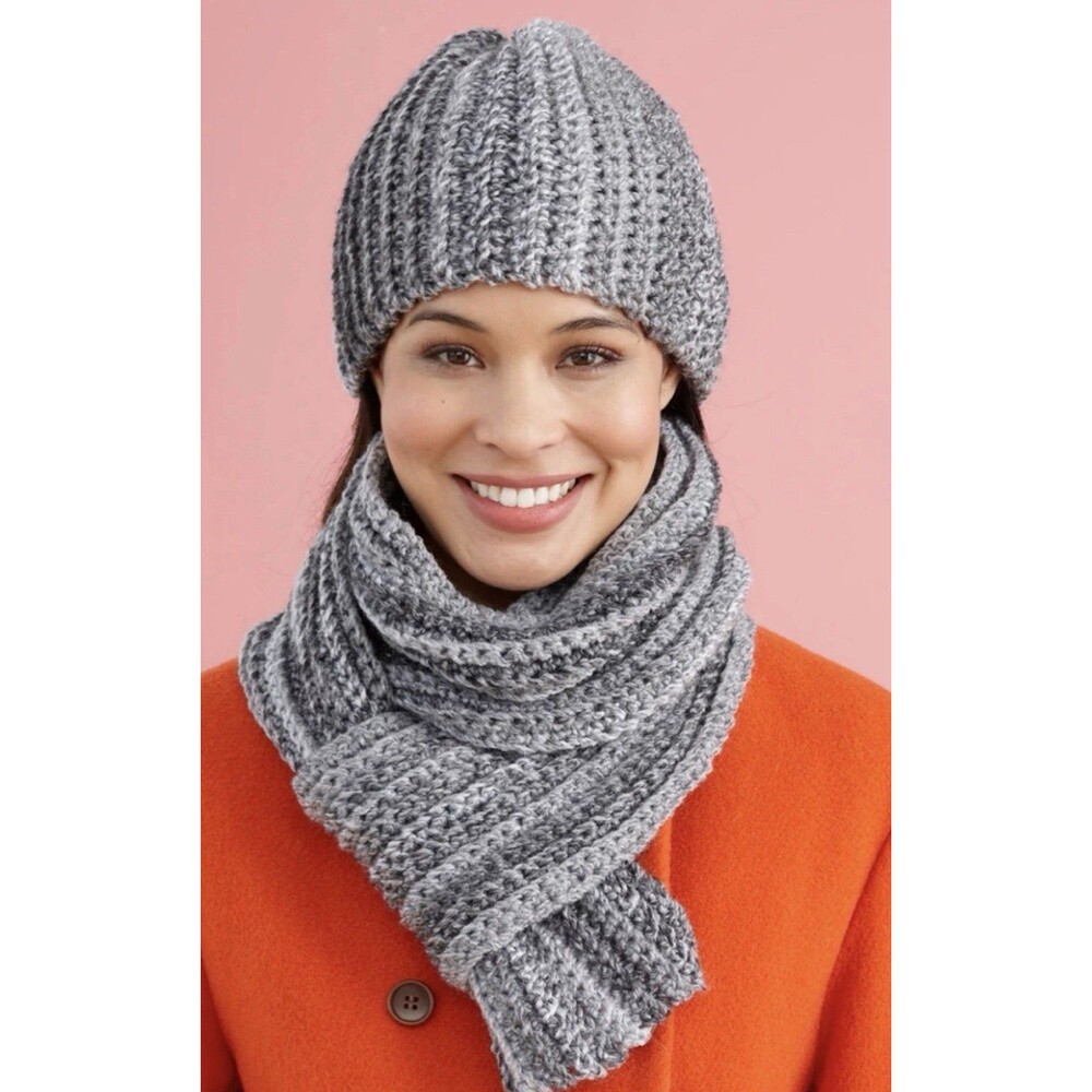 Celeste 90% Wool 10% Cashmere Blend Knit hat and  Scarf – Gray
